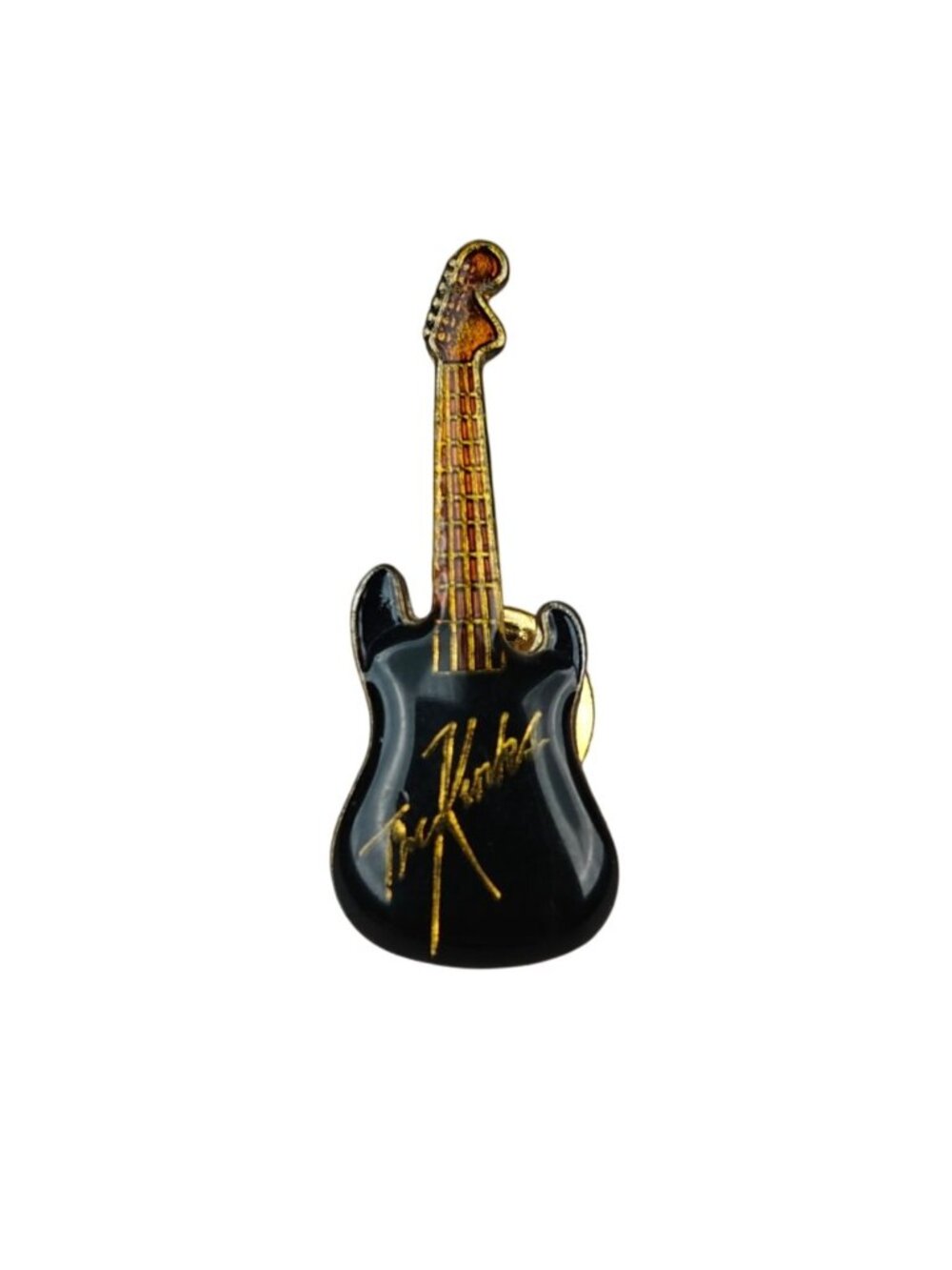 Vintage The Kinks Guitar Pin Black & Gold Enamel Pushback Classic Rock